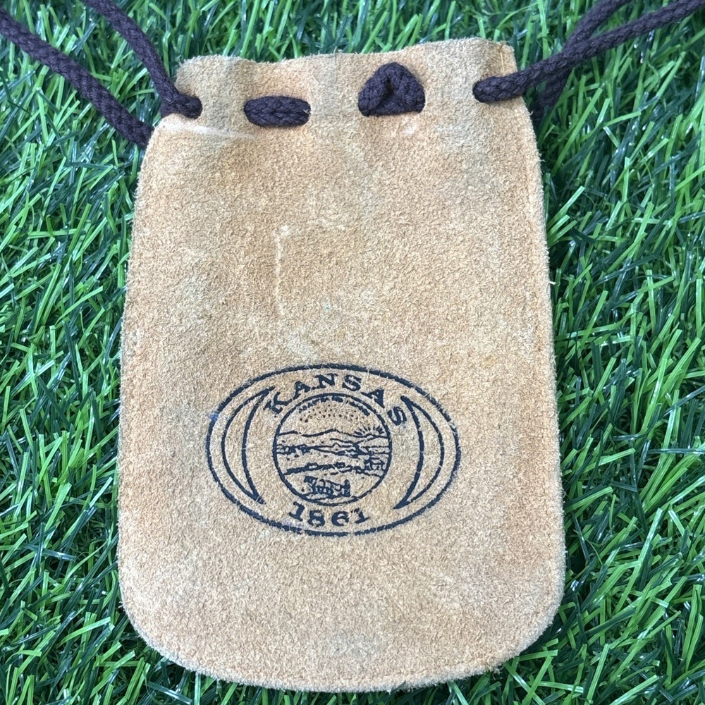 Vintage Genuine Leather Marble Bag / Pouch Drawstring
